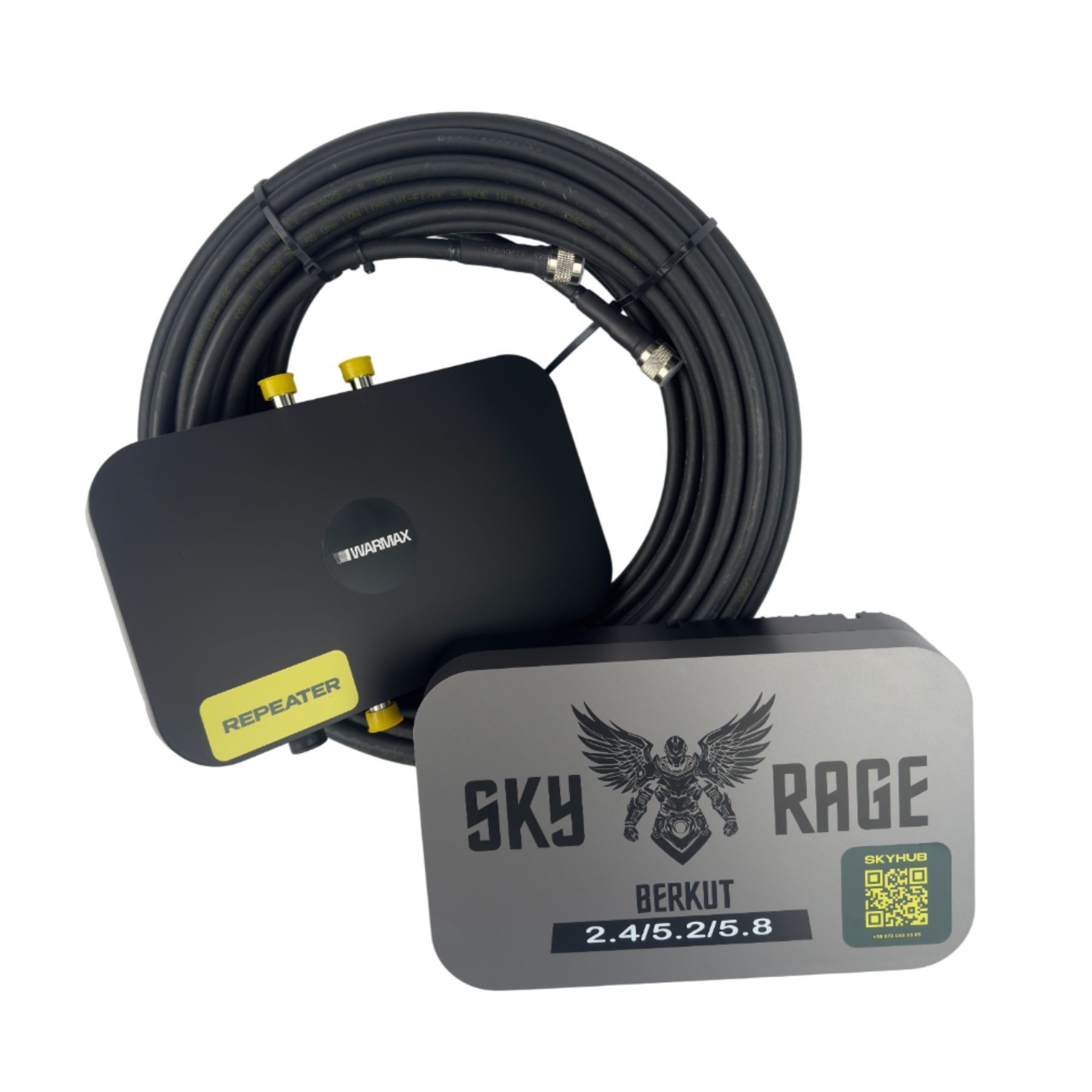 Комплект Виносна антена Sky Rage Berkut + Репітер Warmax + два комплекти коаксіальних кабелів WL400 N-type - N-type по 20 м 7001136 фото
